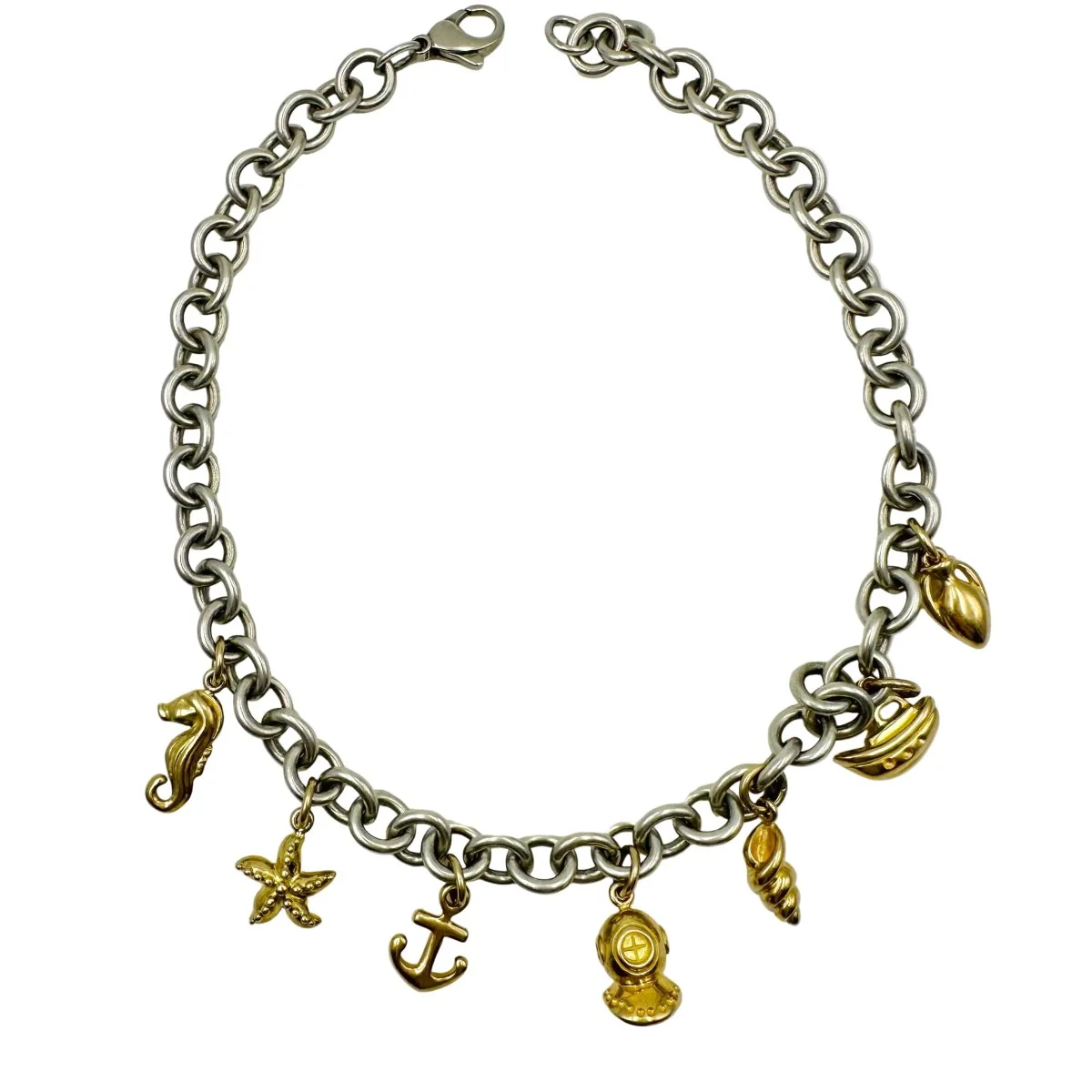 Link Necklace in Yellow gold and Silver