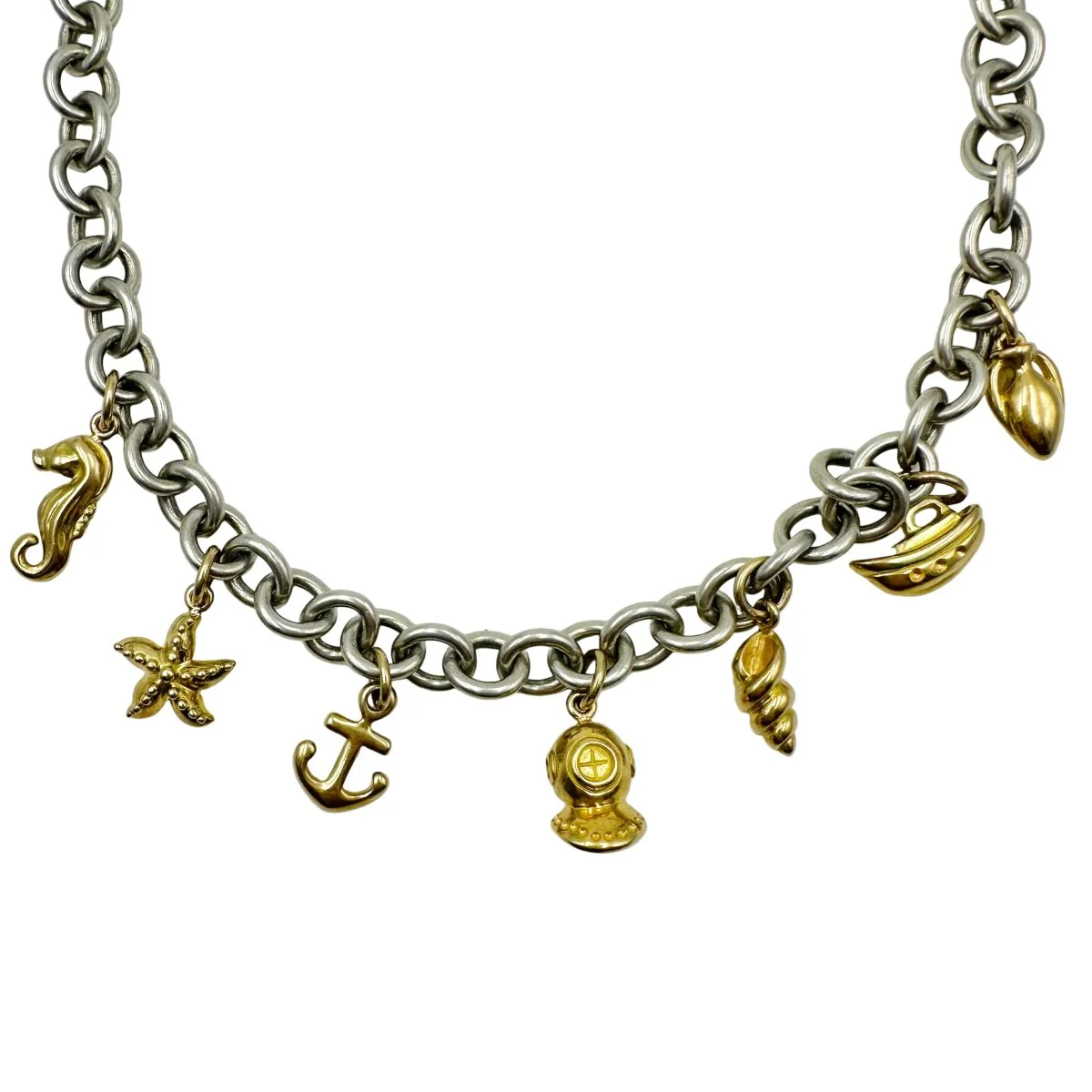 Link Necklace in Yellow gold and Silver - Image 2
