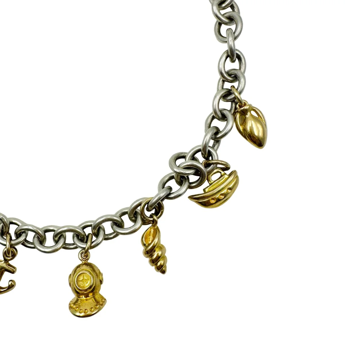 Link Necklace in Yellow gold and Silver - Image 3