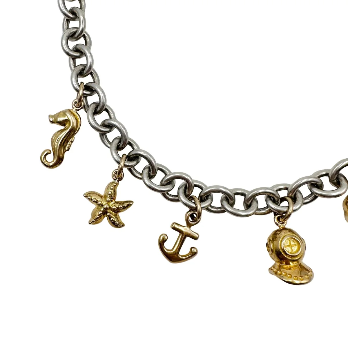 Link Necklace in Yellow gold and Silver - Image 4