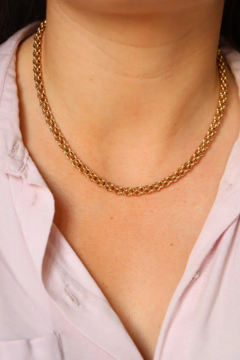 Fancy mesh necklace Yellow gold - Image 2