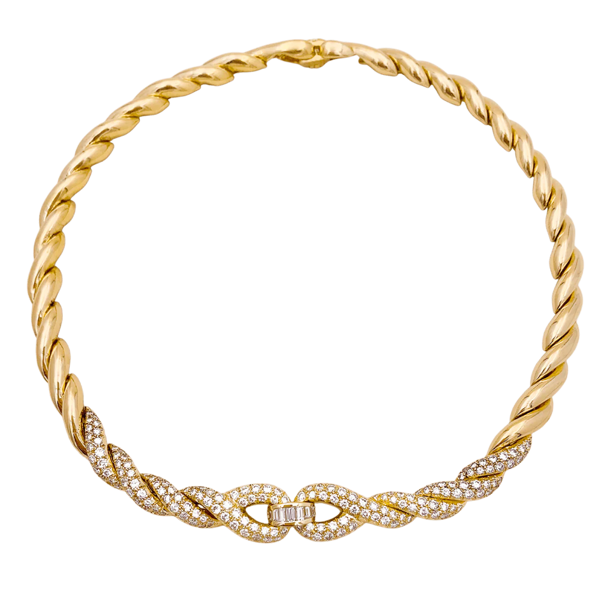 FRED chain necklace in yellow gold and diamonds