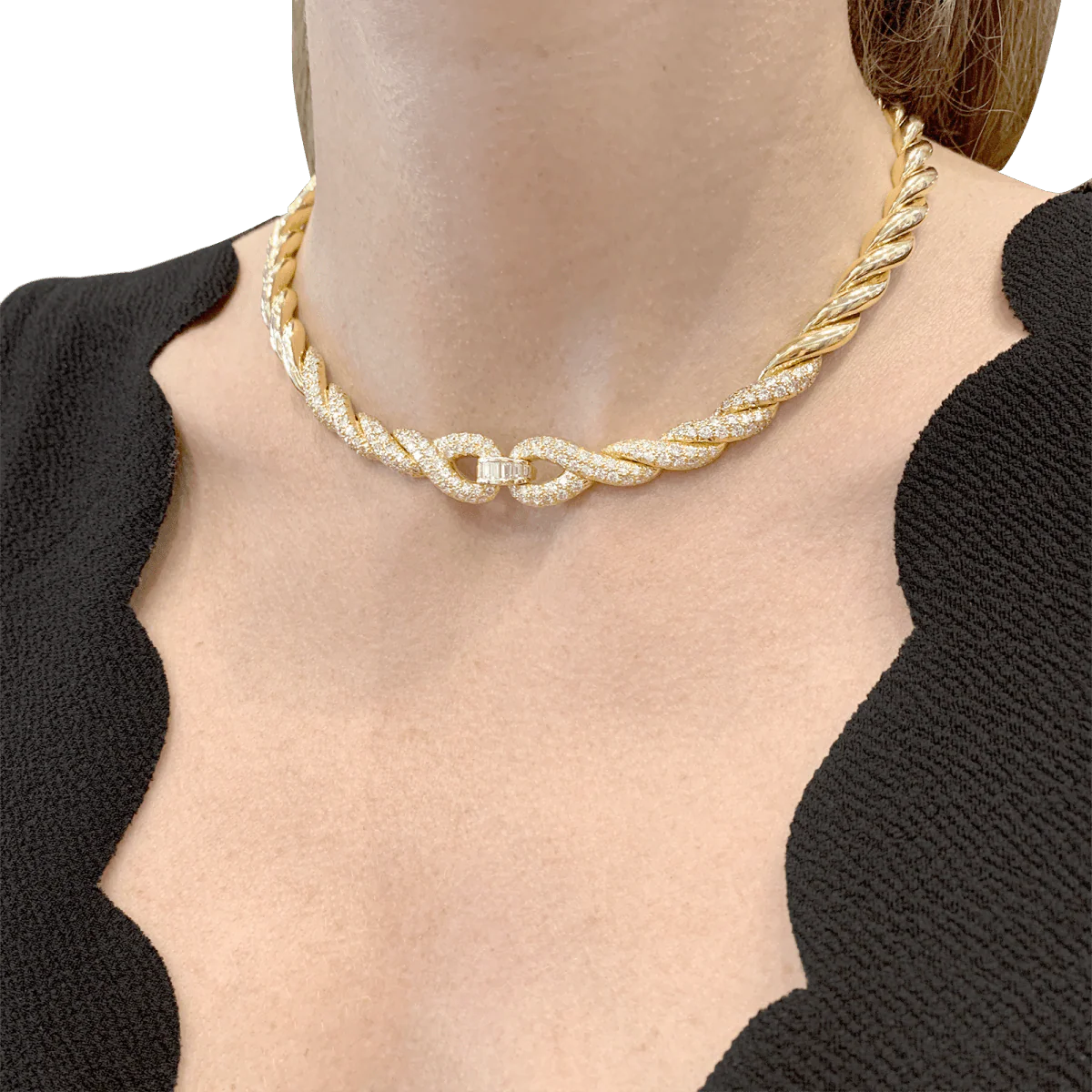 FRED chain necklace in yellow gold and diamonds - Image 2