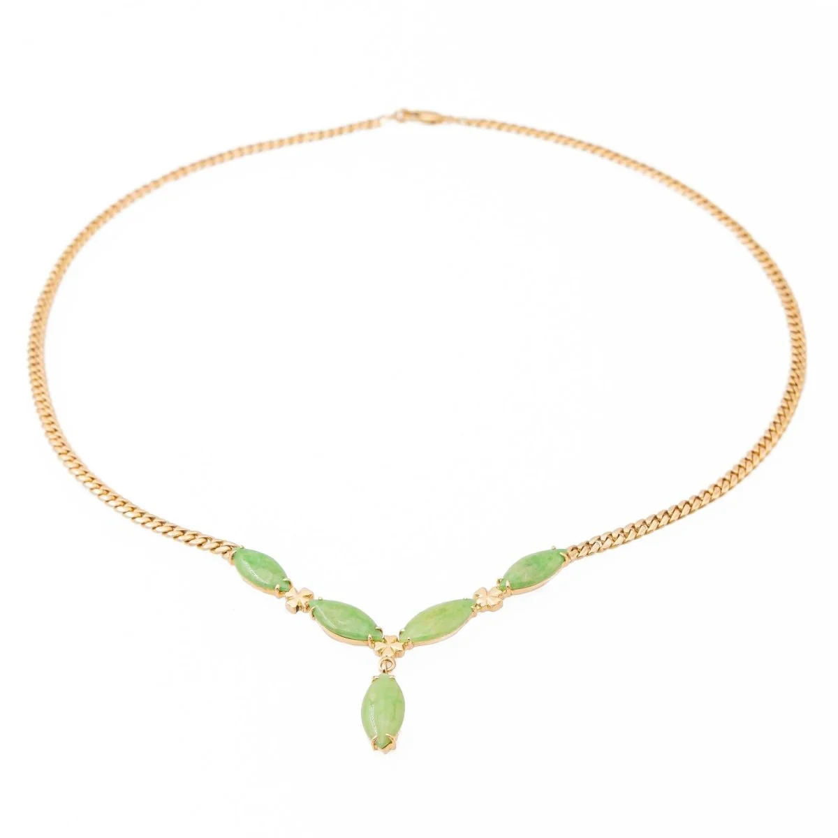 Curb link necklace Yellow gold Jade Jadeite - Image 3