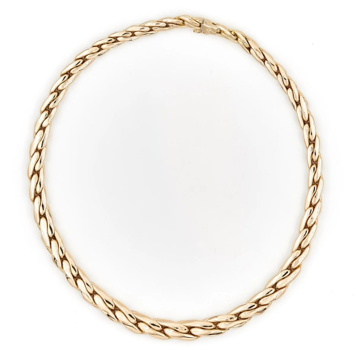 Bean mesh necklace in yellow gold