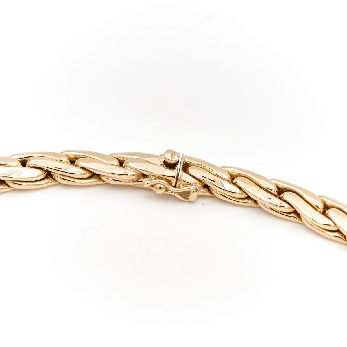 Bean mesh necklace in yellow gold - Image 4