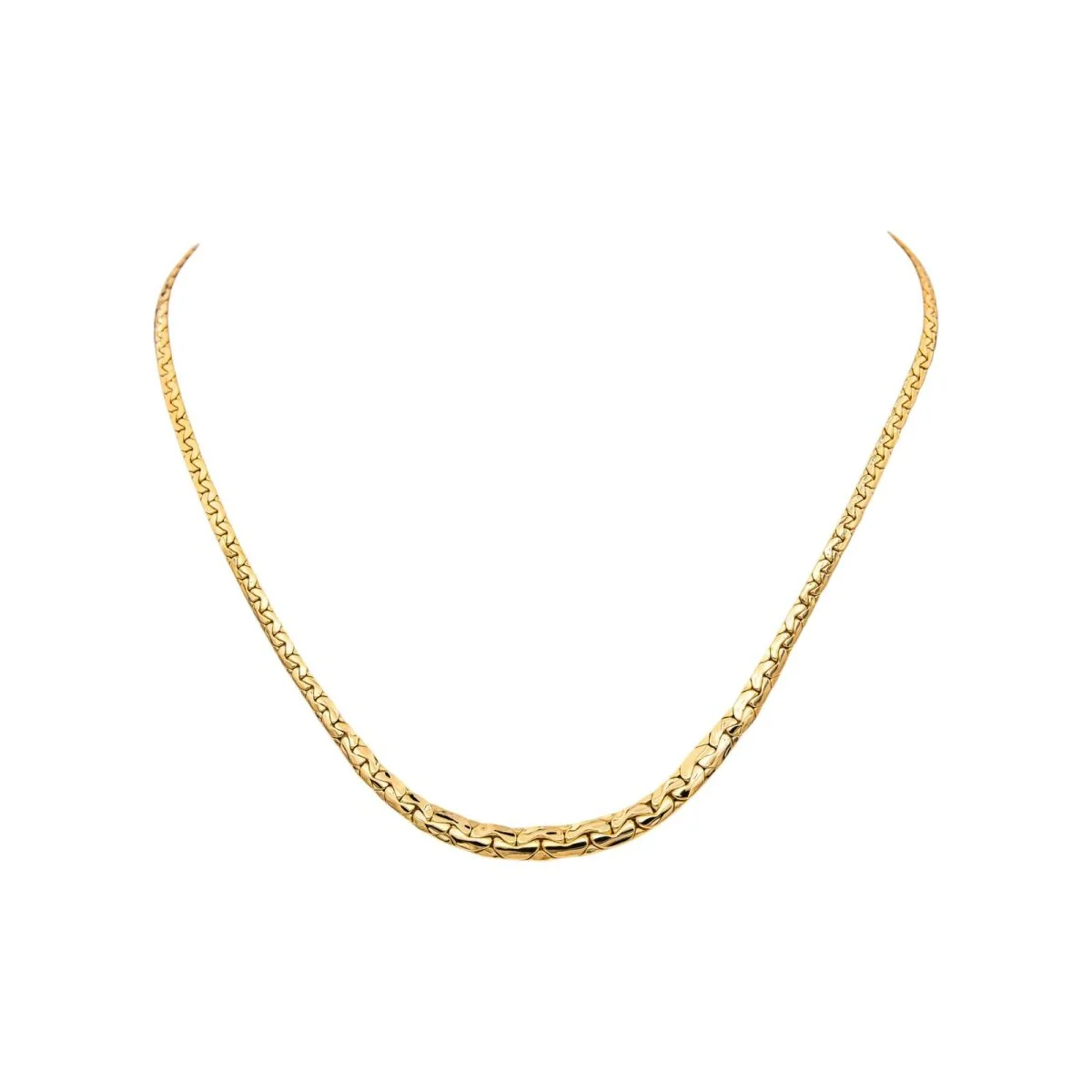Yellow Gold Bean-Shaped Link Necklace - Image 3