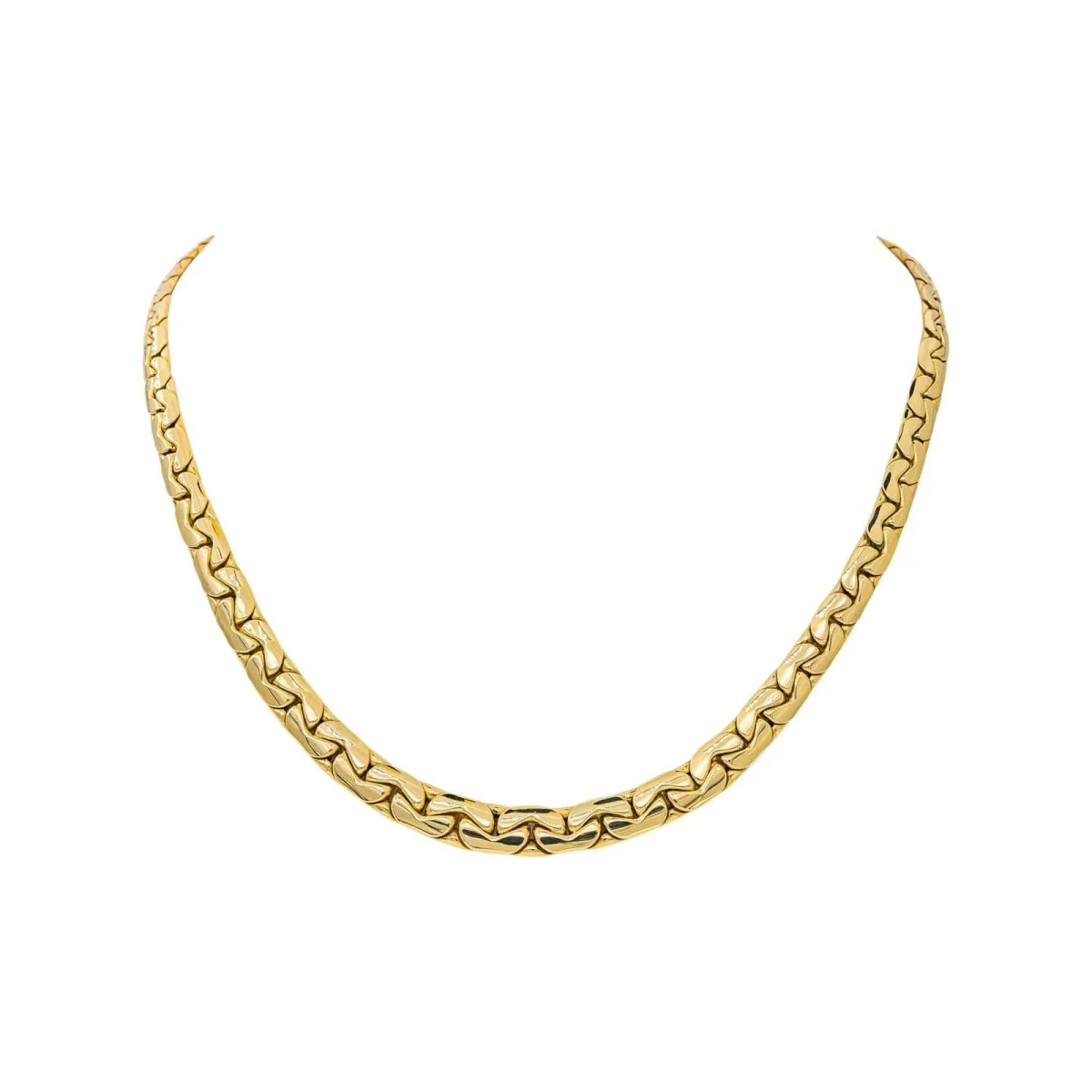 Yellow Gold Bean-Shaped Link Necklace - Image 3