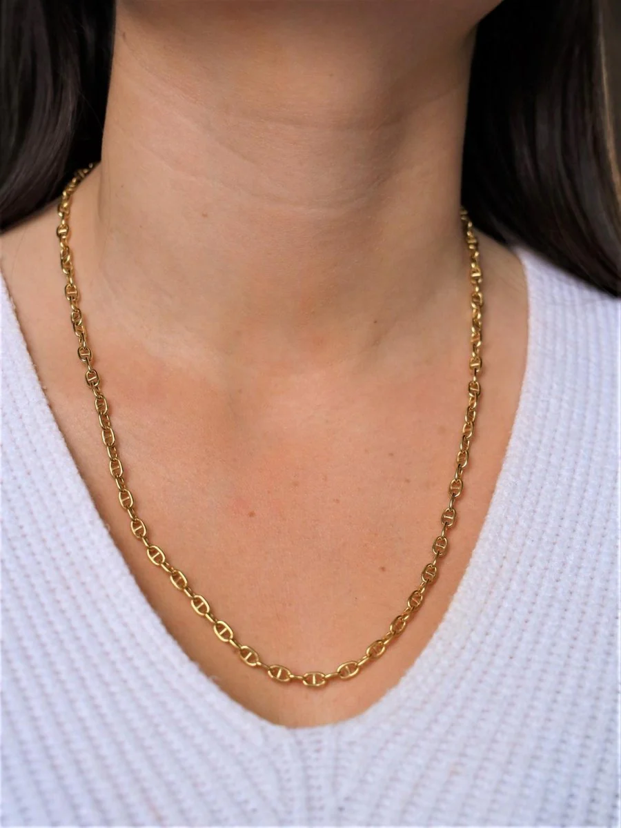 Navy mesh necklace Yellow gold - Image 2