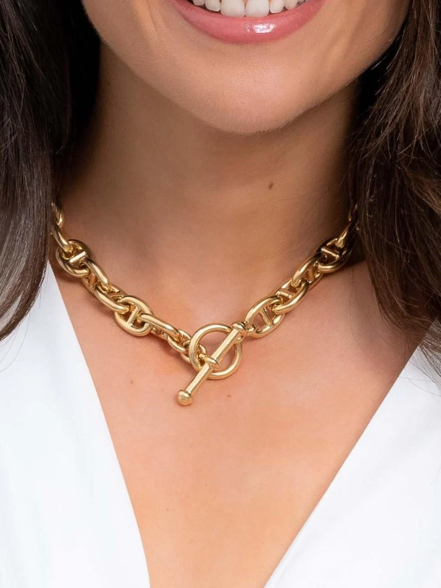Marine mesh necklace in yellow gold - Image 2