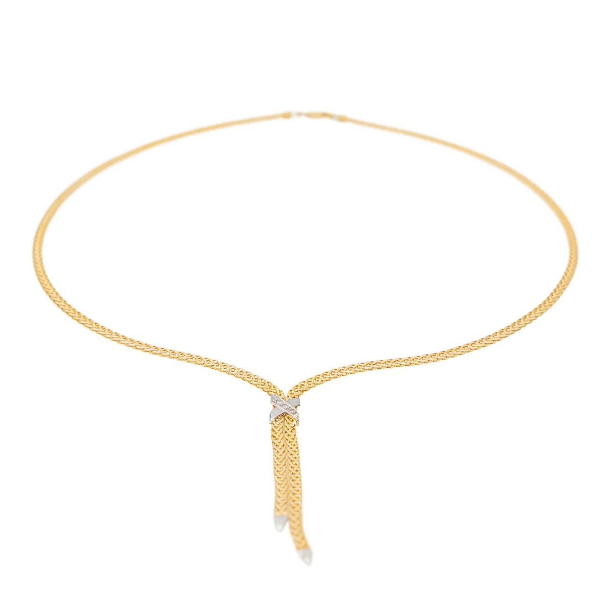 Palm Tree Mesh Necklace Yellow Gold Diamond - Image 4