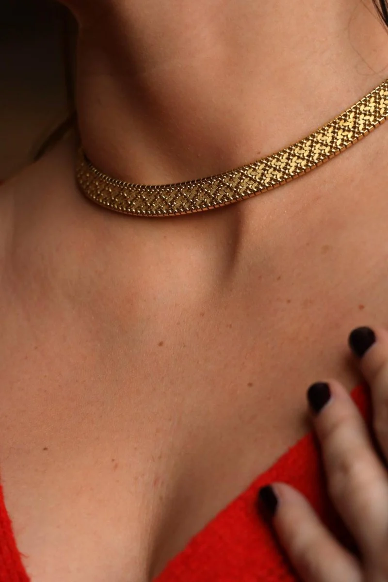 Polish mesh necklace in yellow gold - Image 2
