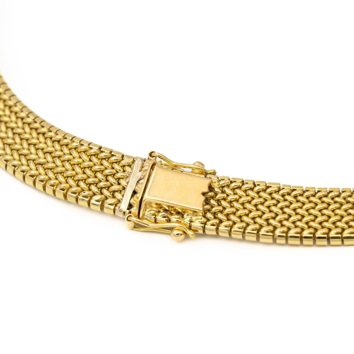 Polish mesh necklace in yellow gold - Image 7