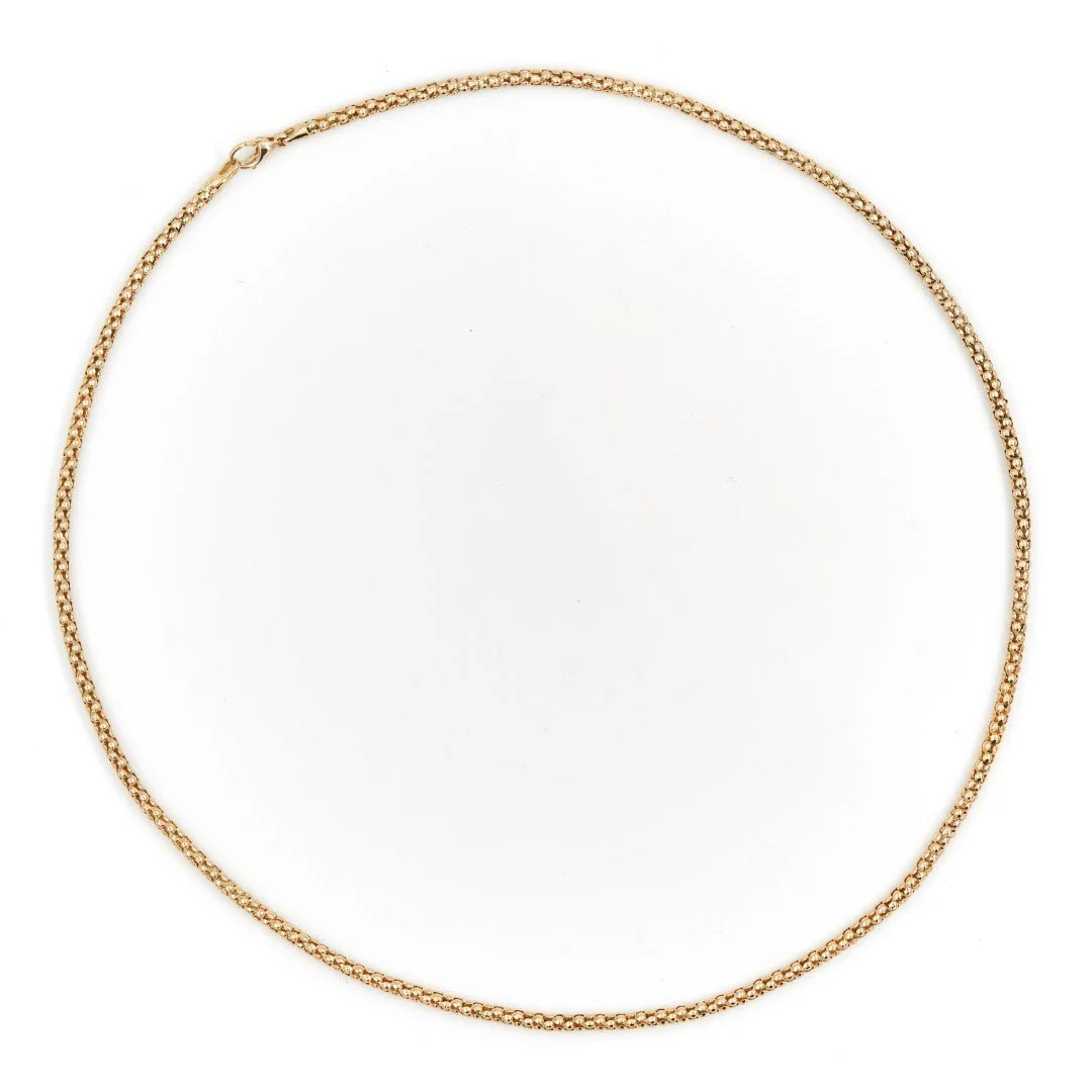 Popcorn mesh necklace Yellow gold