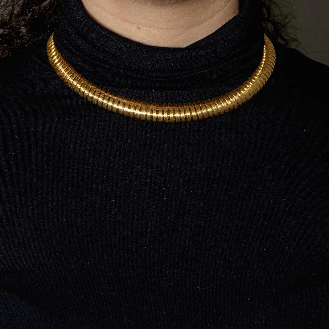 Tubogas necklace in yellow gold - Image 2