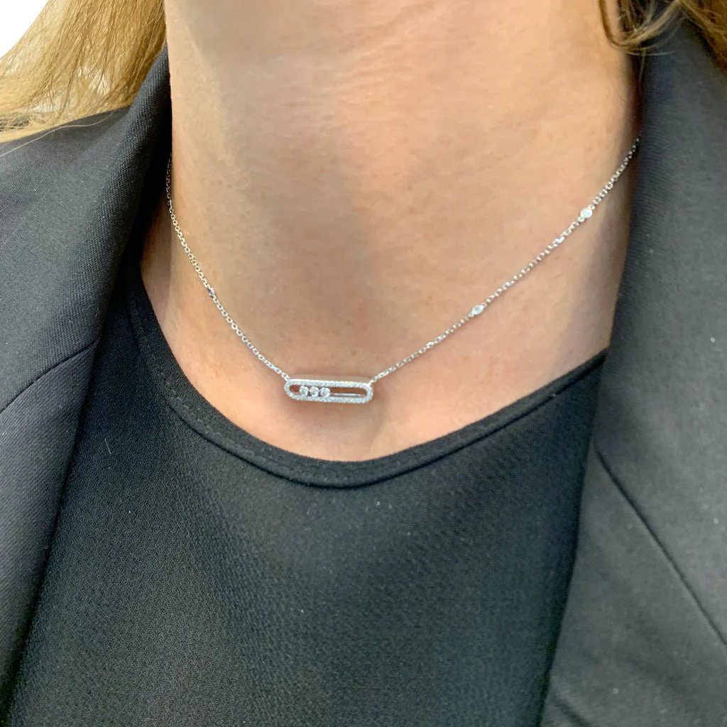 Messika necklace, “Baby Move Pavé”, white gold with diamonds. - Image 2