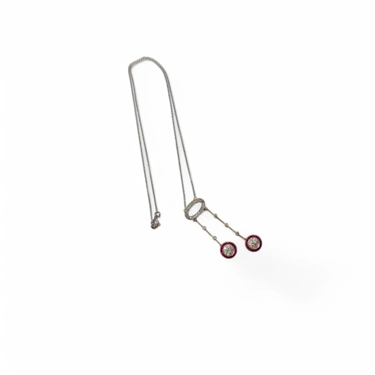 Necklace in white gold and yellow gold with diamonds and rubies - Image 6