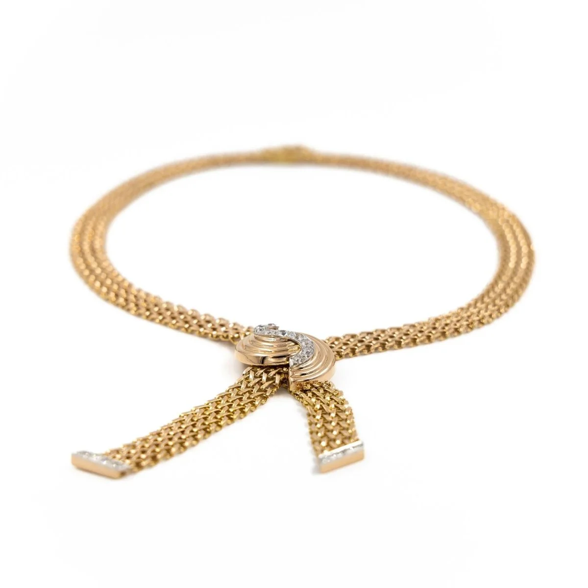Négligé necklace in yellow gold, platinum and diamonds - Image 2