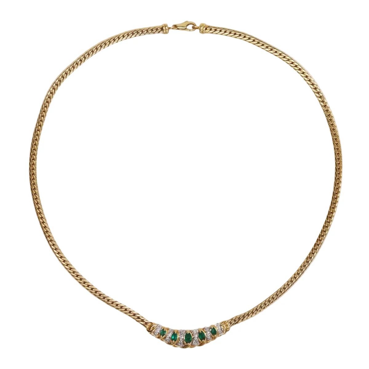 Necklace gourmet stitch in yellow gold and emerald - Image 3