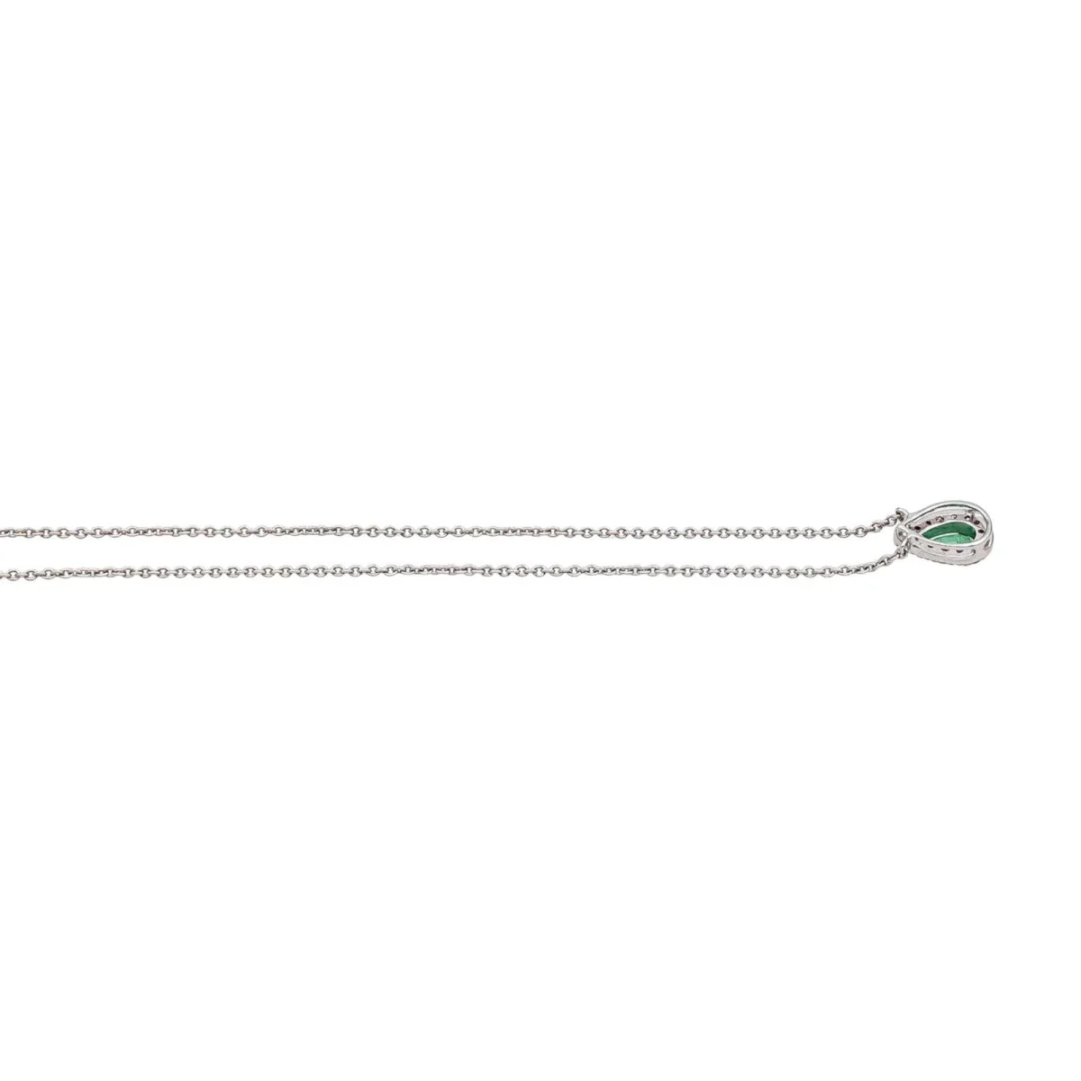 White gold, emerald and diamond mesh necklace - Image 5
