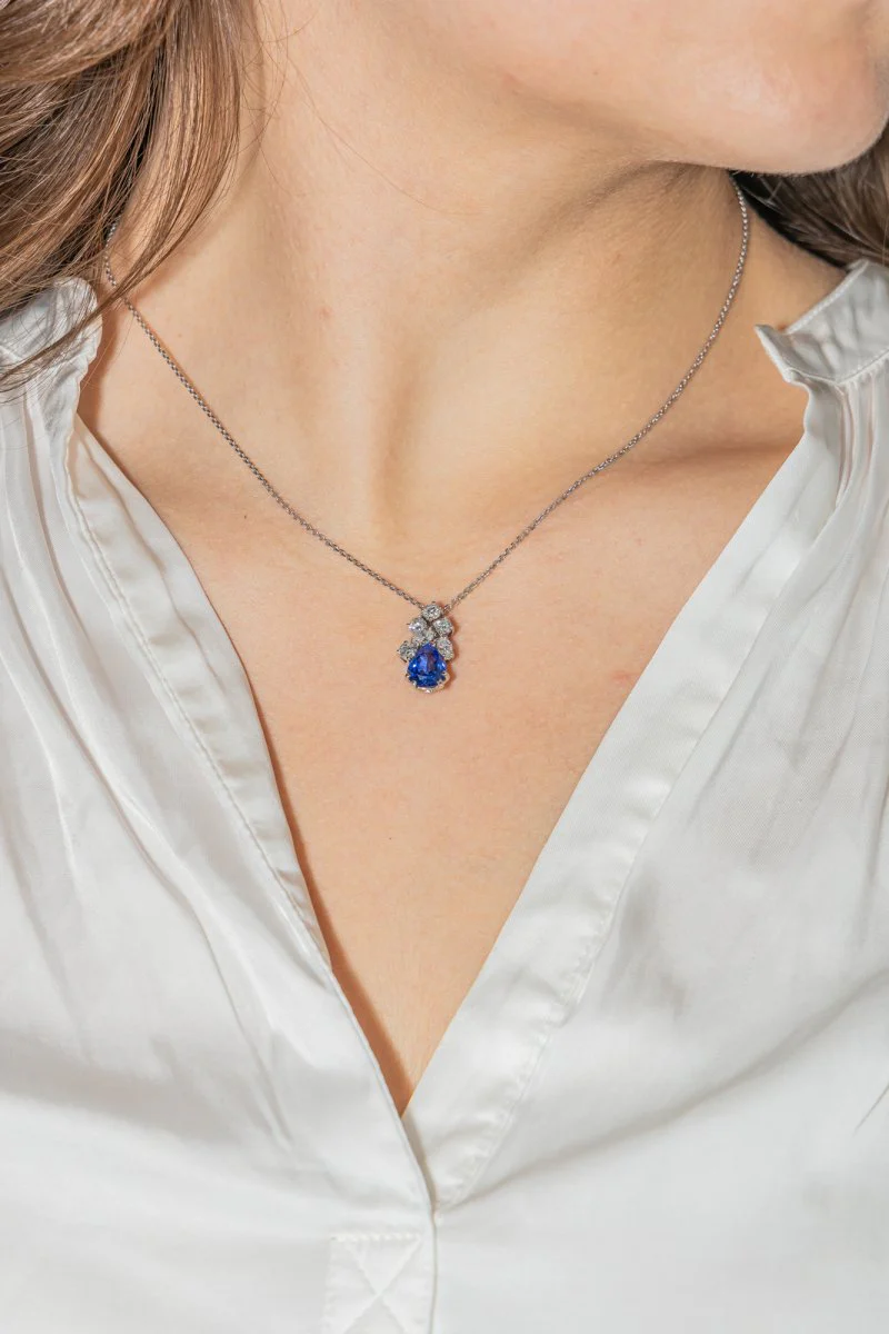 Necklace White gold Sapphire - Image 2