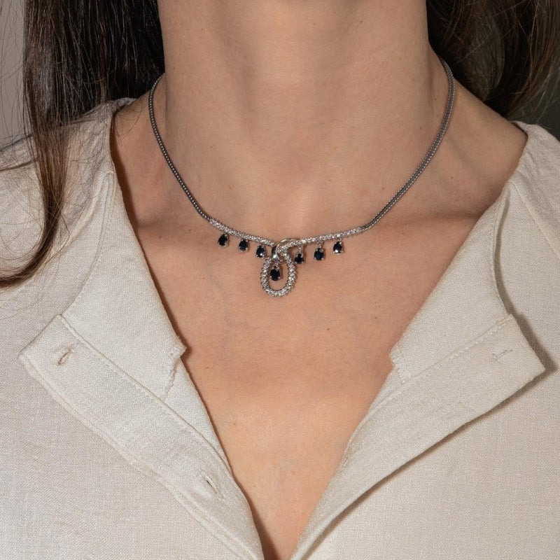 Necklace White gold Sapphire - Image 2