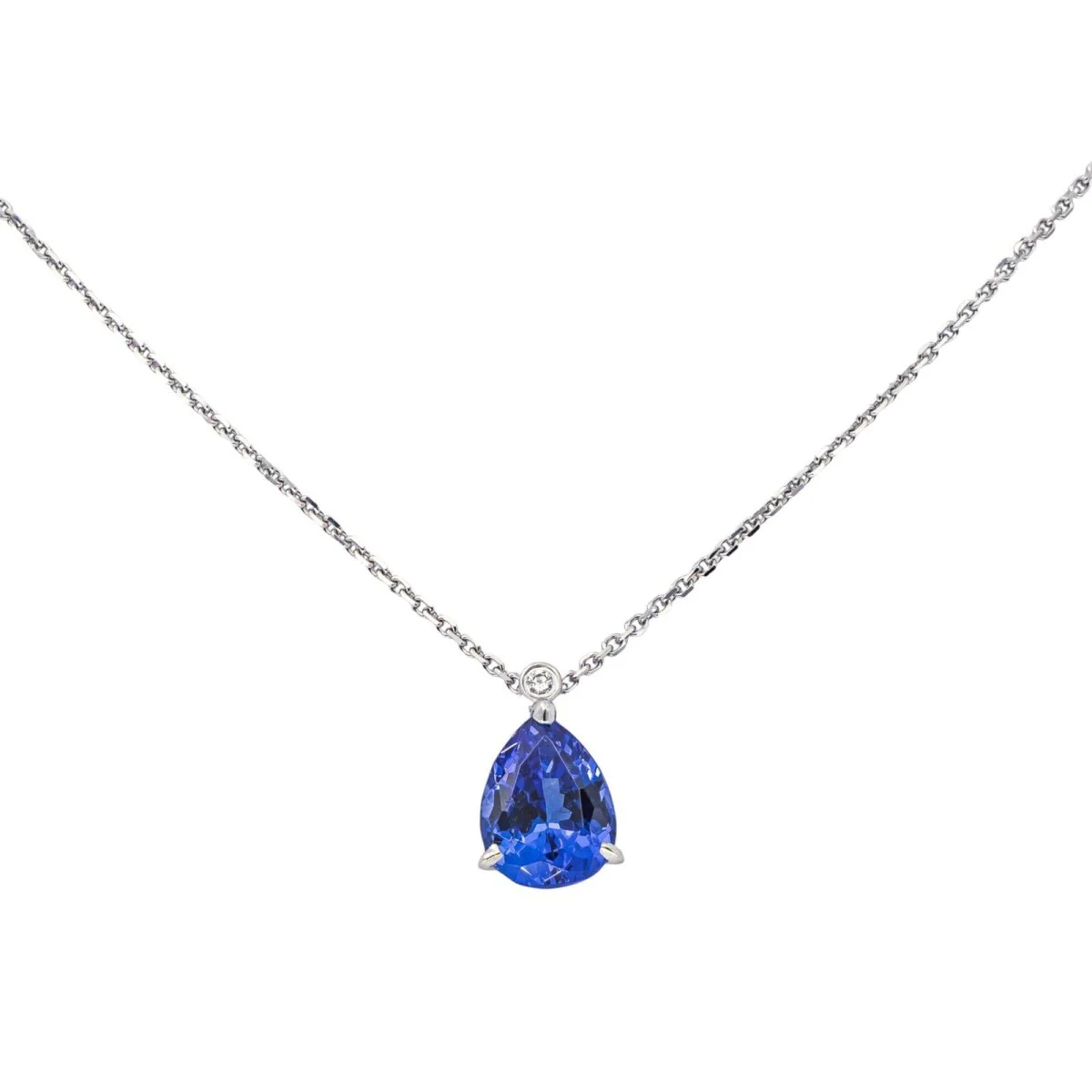 White Gold and Tanzanite Pendant Necklace - Image 3
