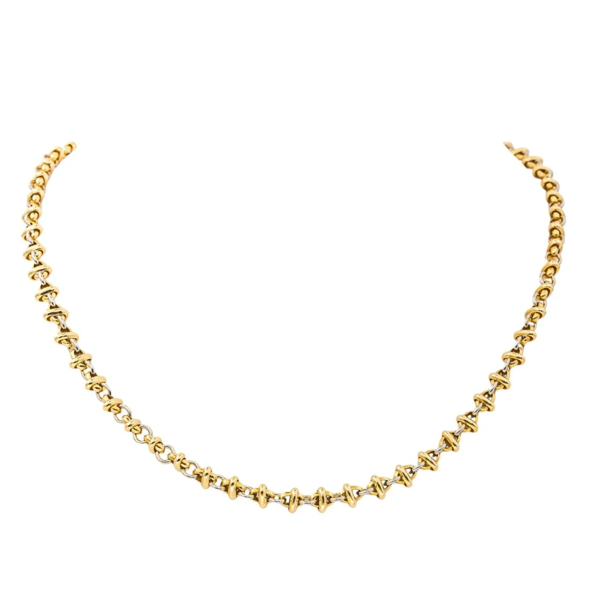 Yellow and white gold chain necklace