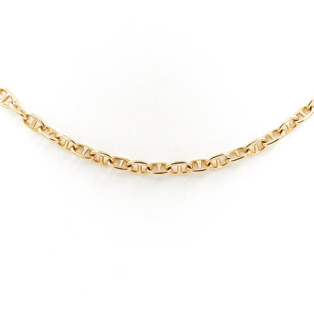 Navy mesh chain necklace in yellow gold - Image 2