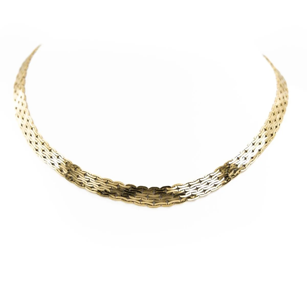 Yellow gold mesh choker necklace