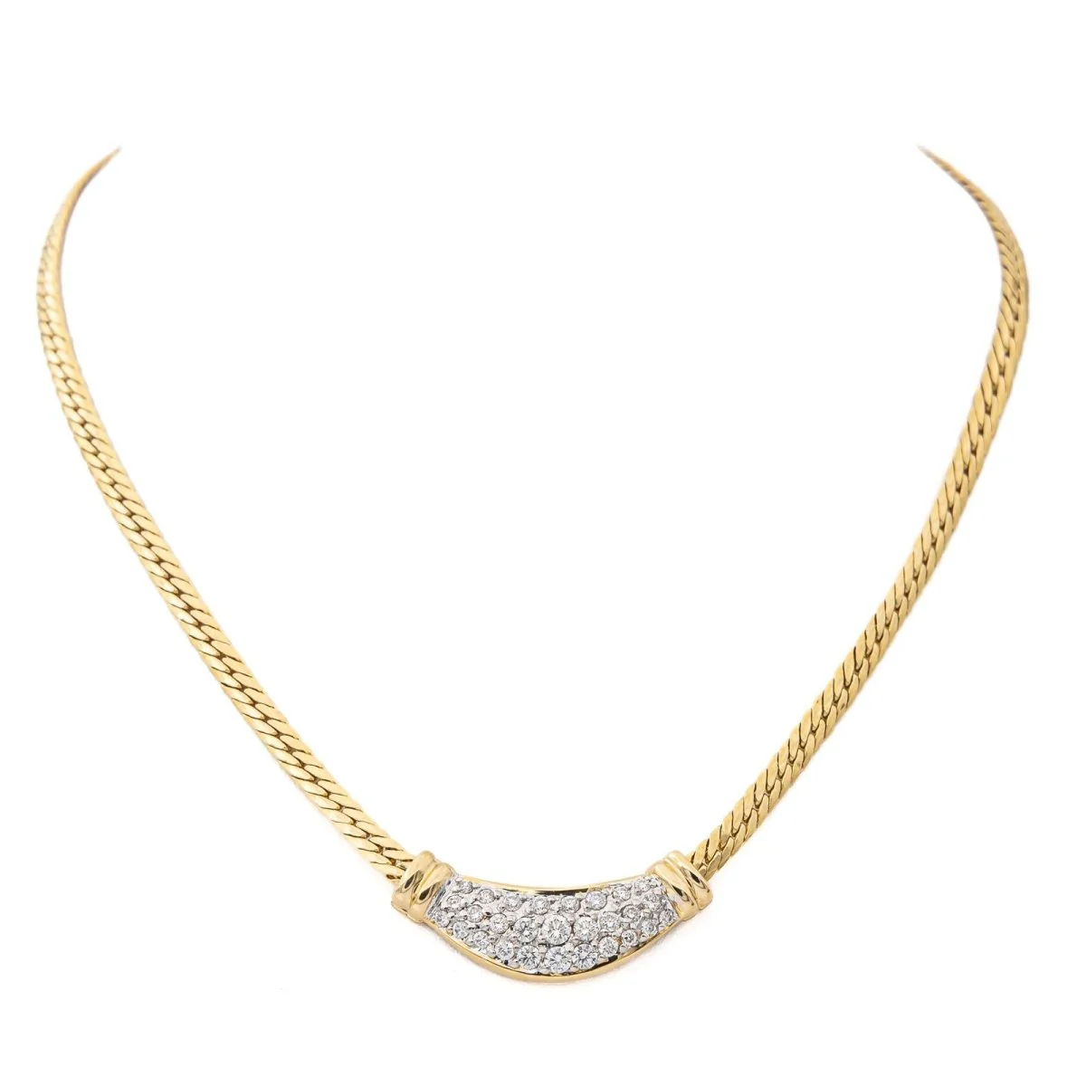Two gold and diamond chain necklace