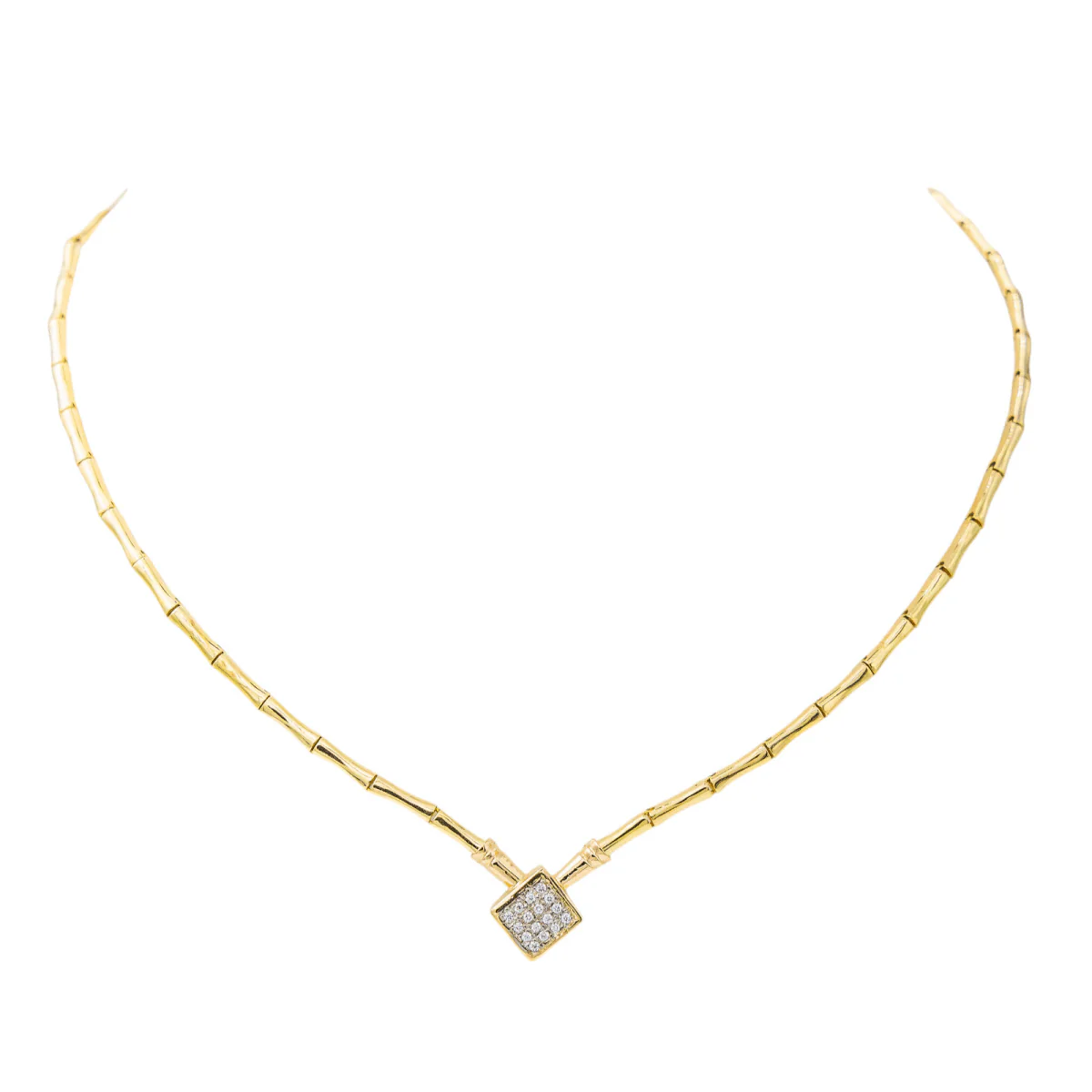 Necklace Losange diamond in 750 yellow gold