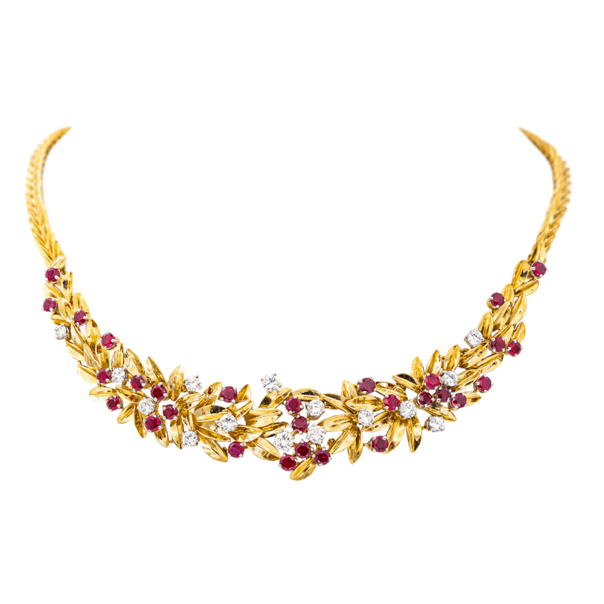Choker necklace in yellow gold, rubies and diamonds - Image 4