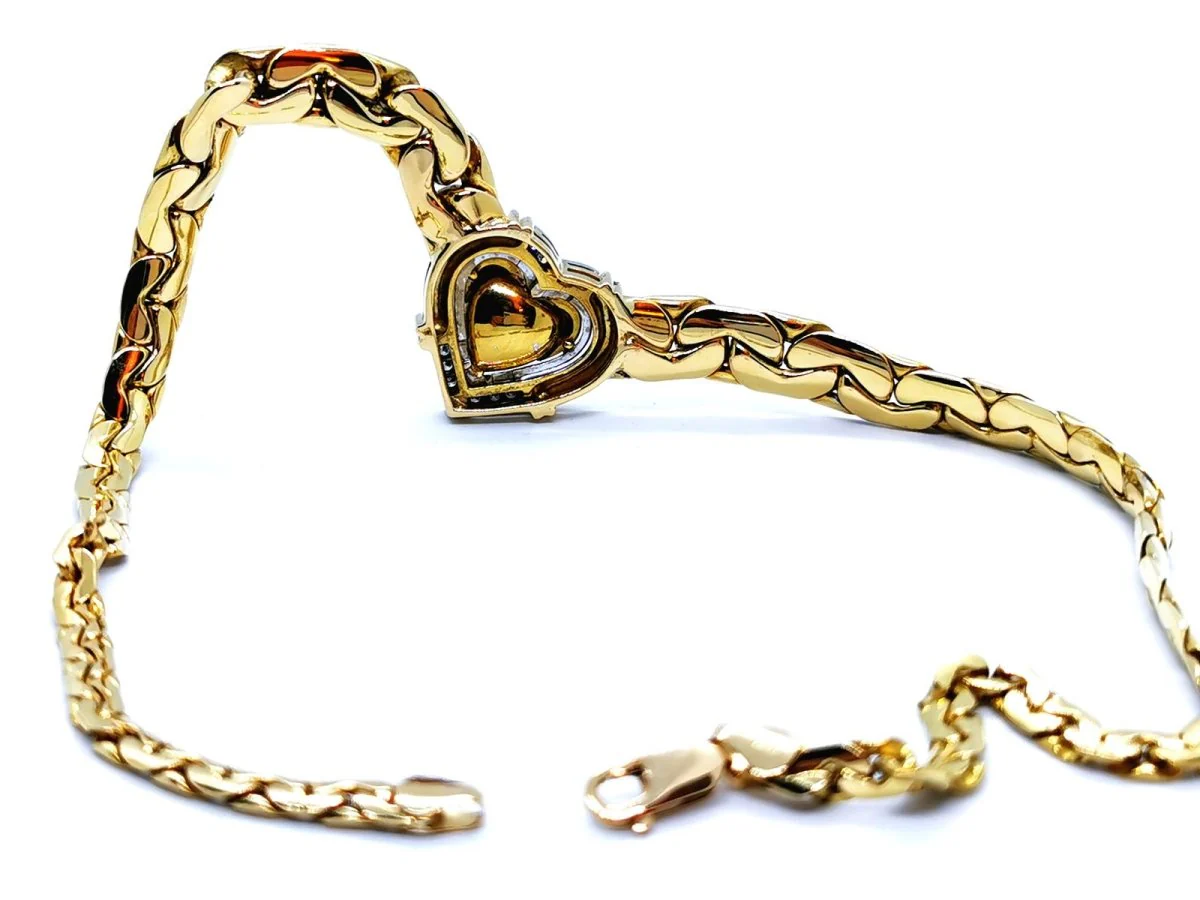 Massive heart necklace in 2 golds and emerald - Image 6