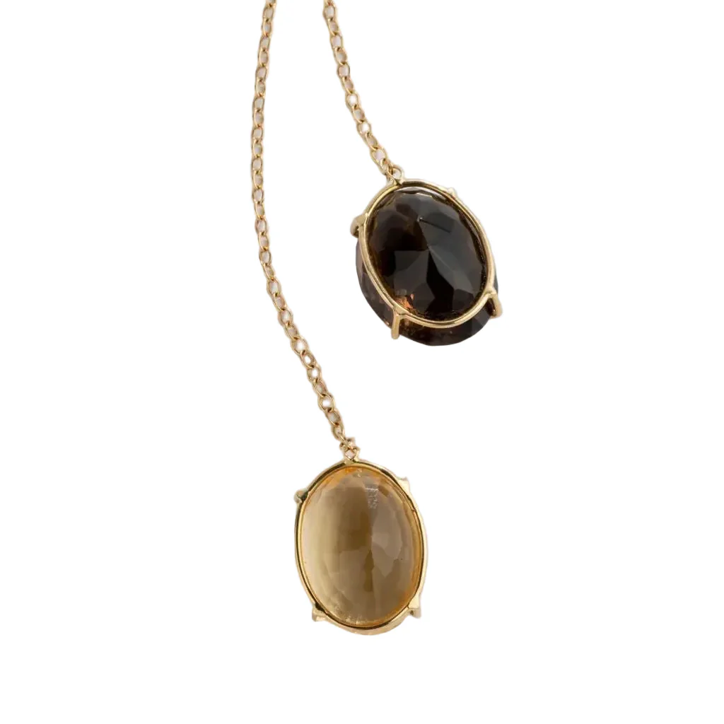Negligee Necklace in yellow gold, quartz and citrine - Image 4