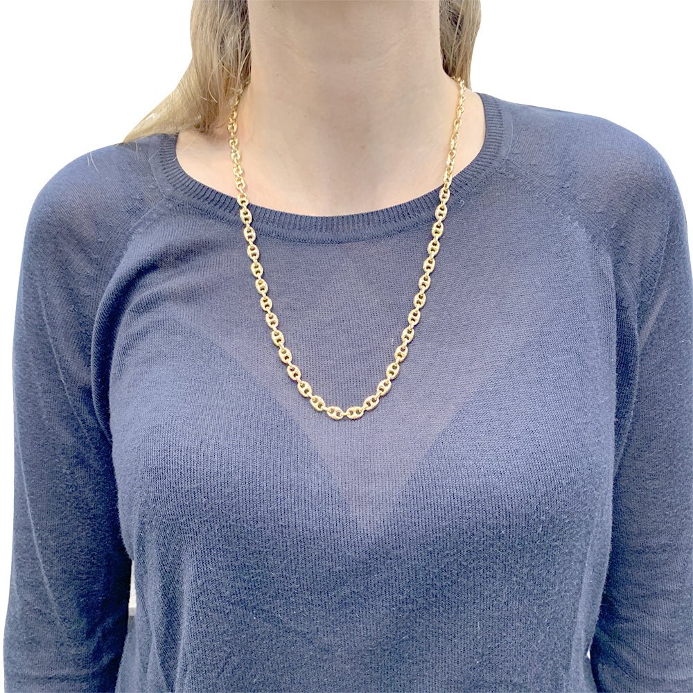 Coffee bean mesh necklace in yellow gold - Image 4