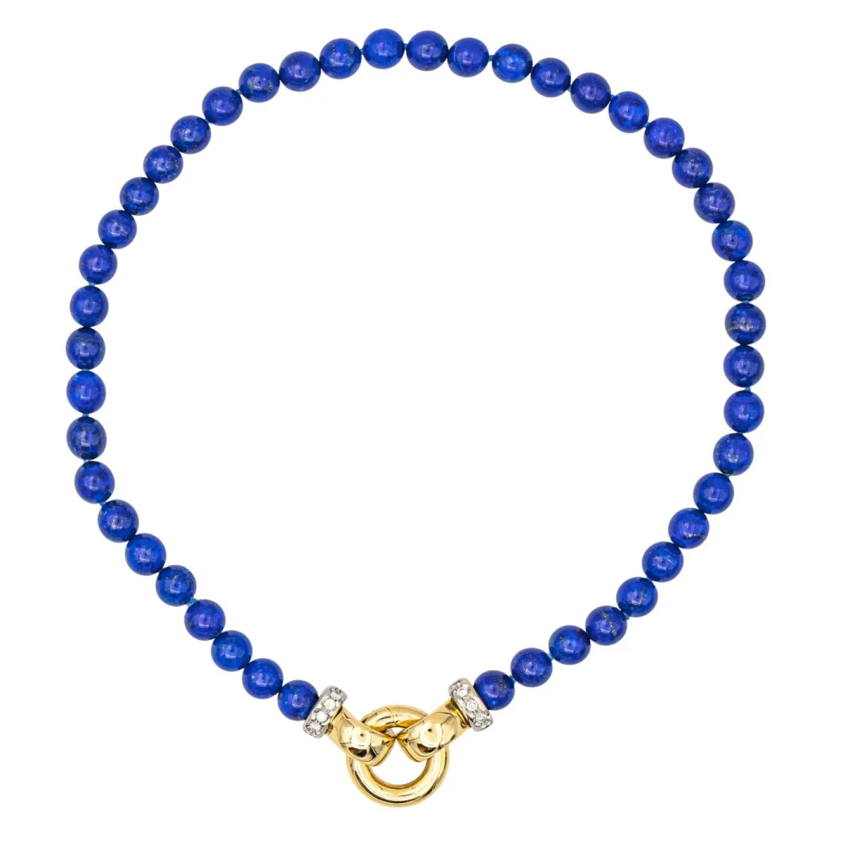 Necklace Beads in yellow gold, white gold, lapis lazuli and diamonds - Image 3