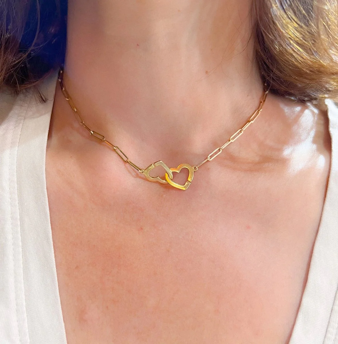 Dinh Van pink gold necklace forming 2 hearts - Image 7