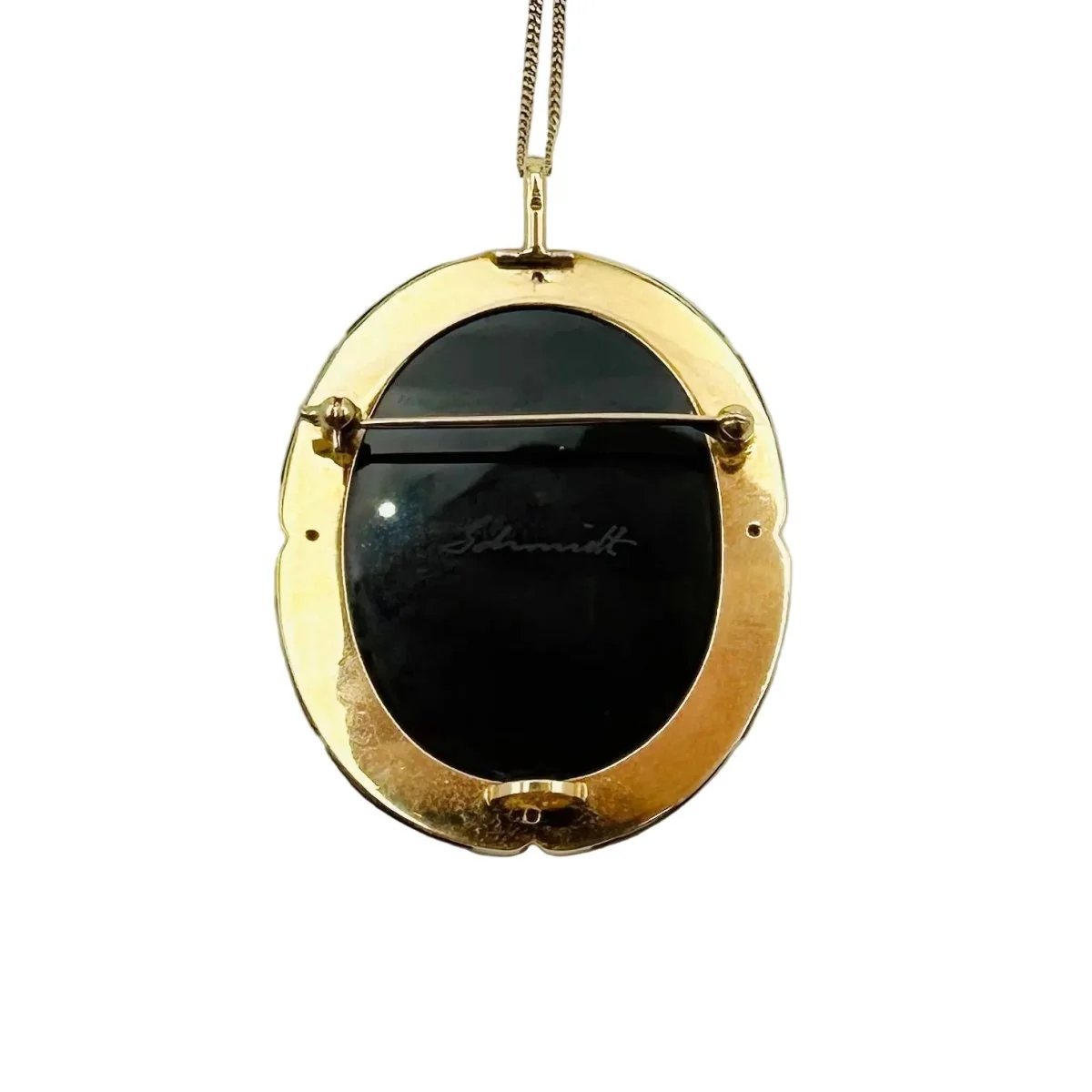 Collier Pendentif/Broche camée en or jaune, agate et onyx - Image 2