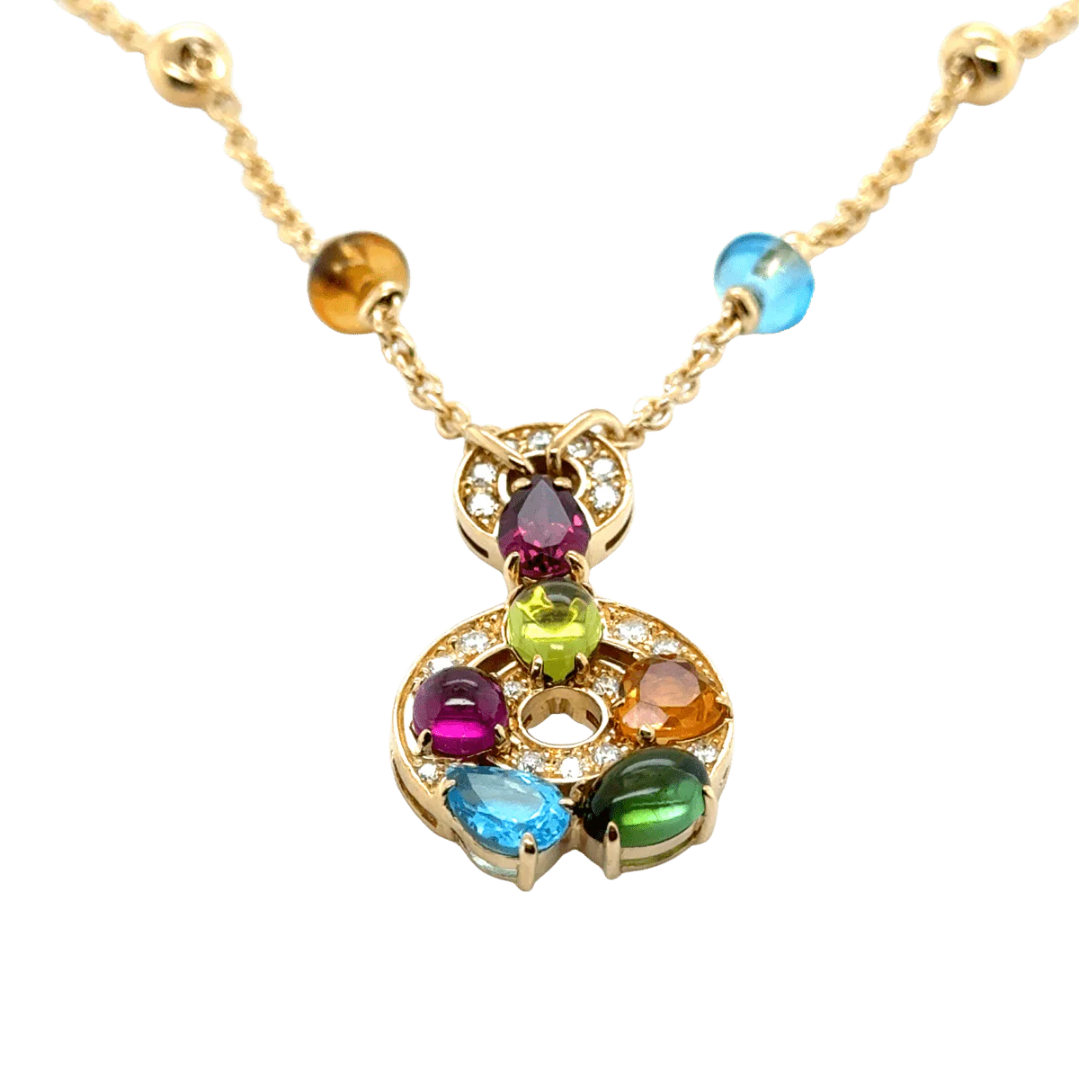 BULGARI “Astrale” pendant necklace in yellow gold, garnet, topaz, citrine, peridot, tourmaline, and diamonds - Image 3