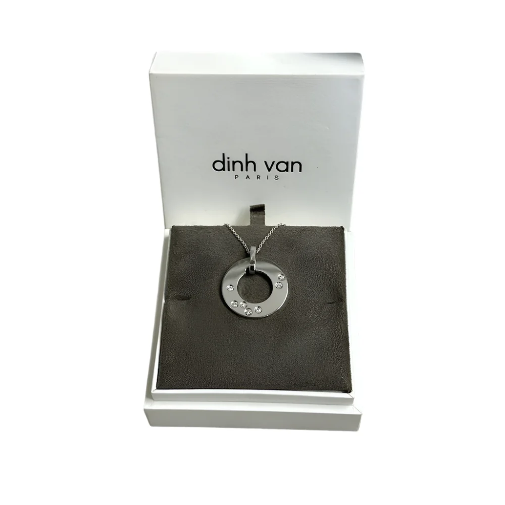 Necklace Dinh Van "Target" Large Model pendant in 18K white gold with diamond - Circa 2015 - Image 5