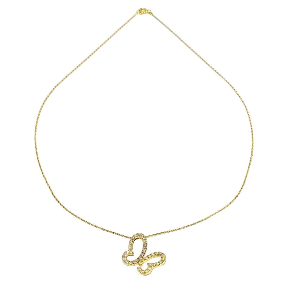 Yellow gold and zircon pendant necklace