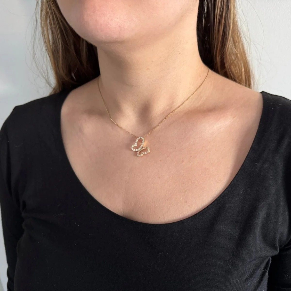 Yellow gold and zircon pendant necklace - Image 2