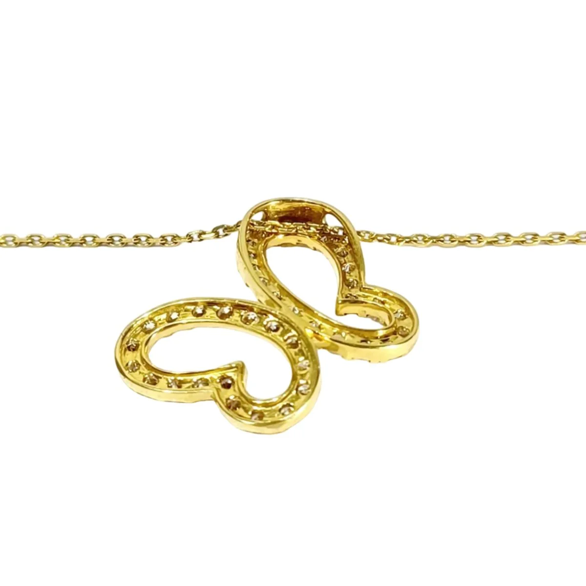 Yellow gold and zircon pendant necklace - Image 4
