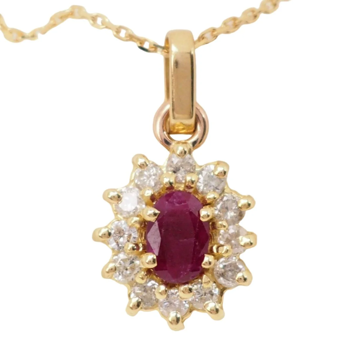 Pendant necklace in yellow gold, rubies and diamonds - Image 3