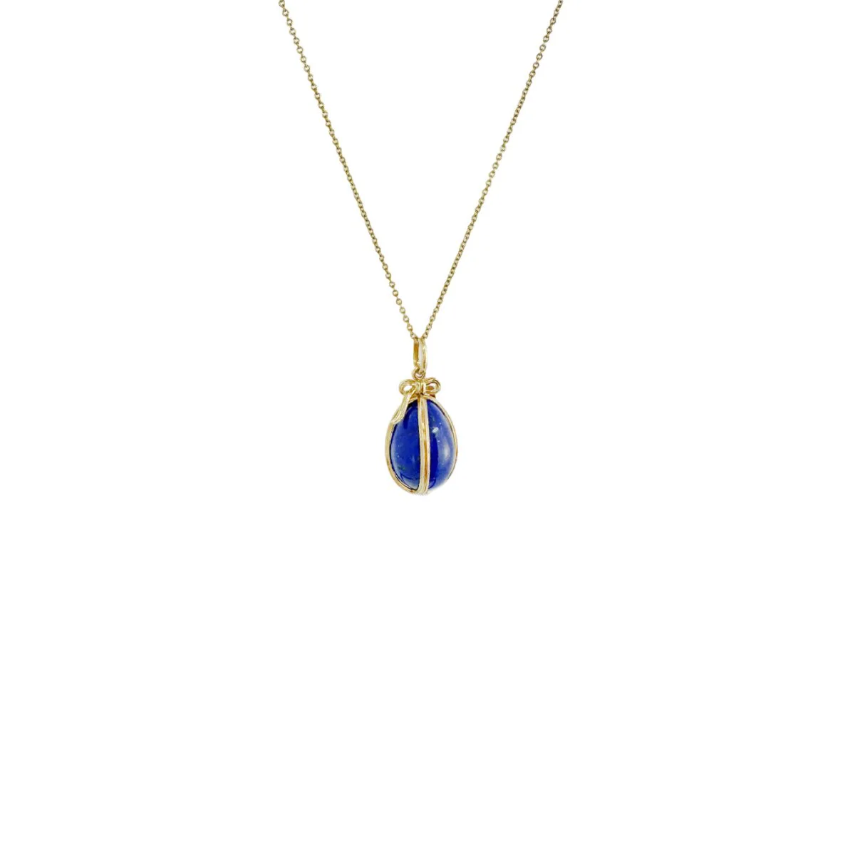 TIFFANY & CO. by JEAN SCHLUMBERGER Egg pendant necklace in yellow gold and lapis lazuli - Image 3