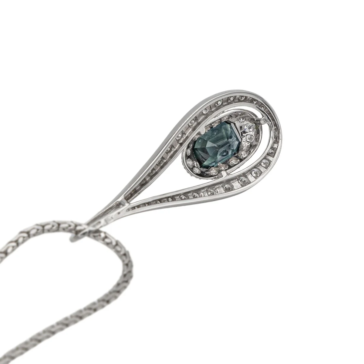 White Gold Sapphire Pendant Necklace - Image 5