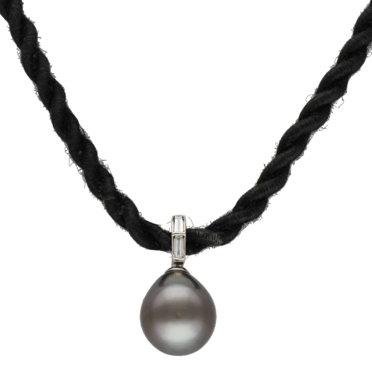 Necklace Pendant in white gold, pearl and diamonds