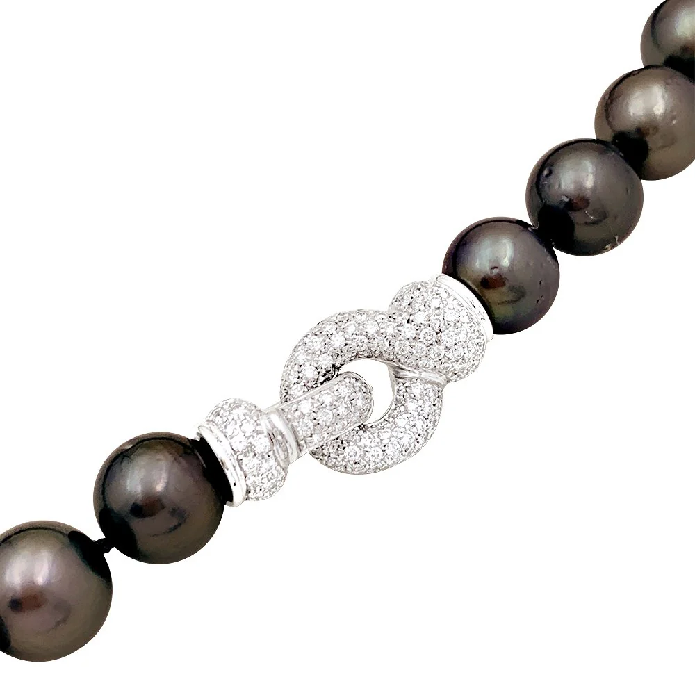 White gold and Diamonds Tahitian pearl Necklace - Image 7