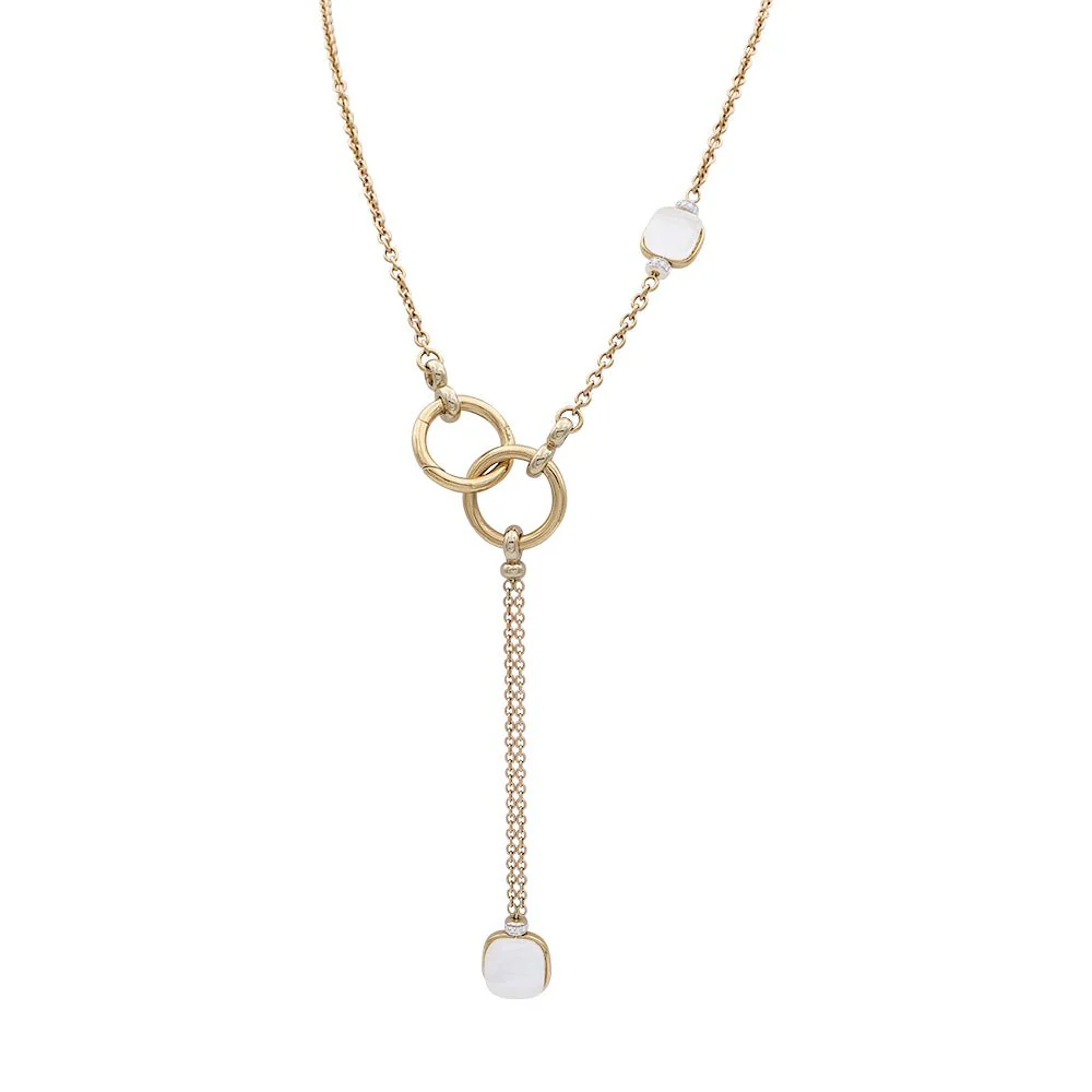 POMELLATO "Nudo" necklace in pink gold, diamonds, white mother-of-pearl, white topaz. - Image 4